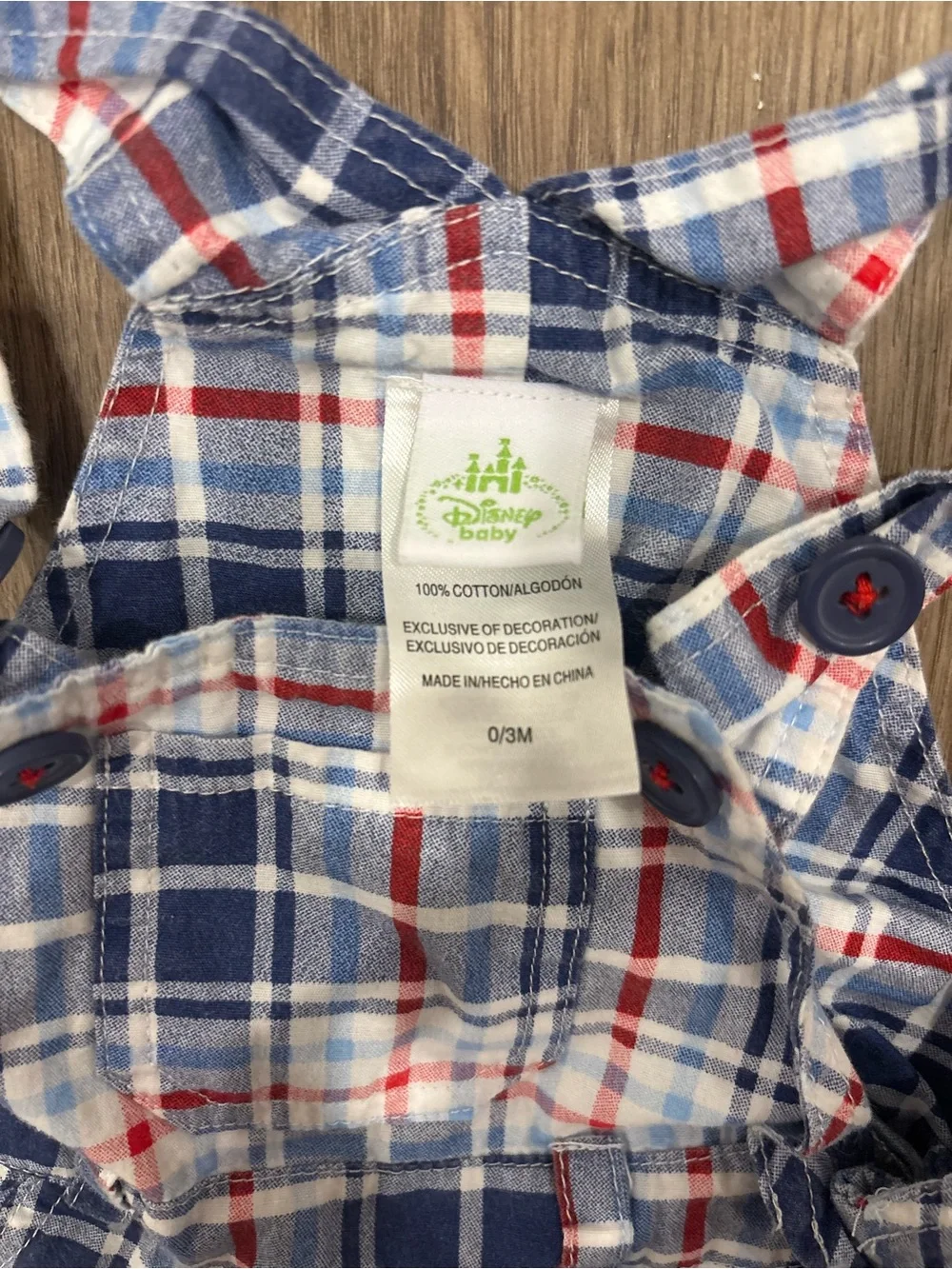 Disney Plaid Mickey Mouse Cotton Overalls - Blue/White/Red